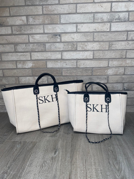 Cream & Black Weekender & Medium Bag