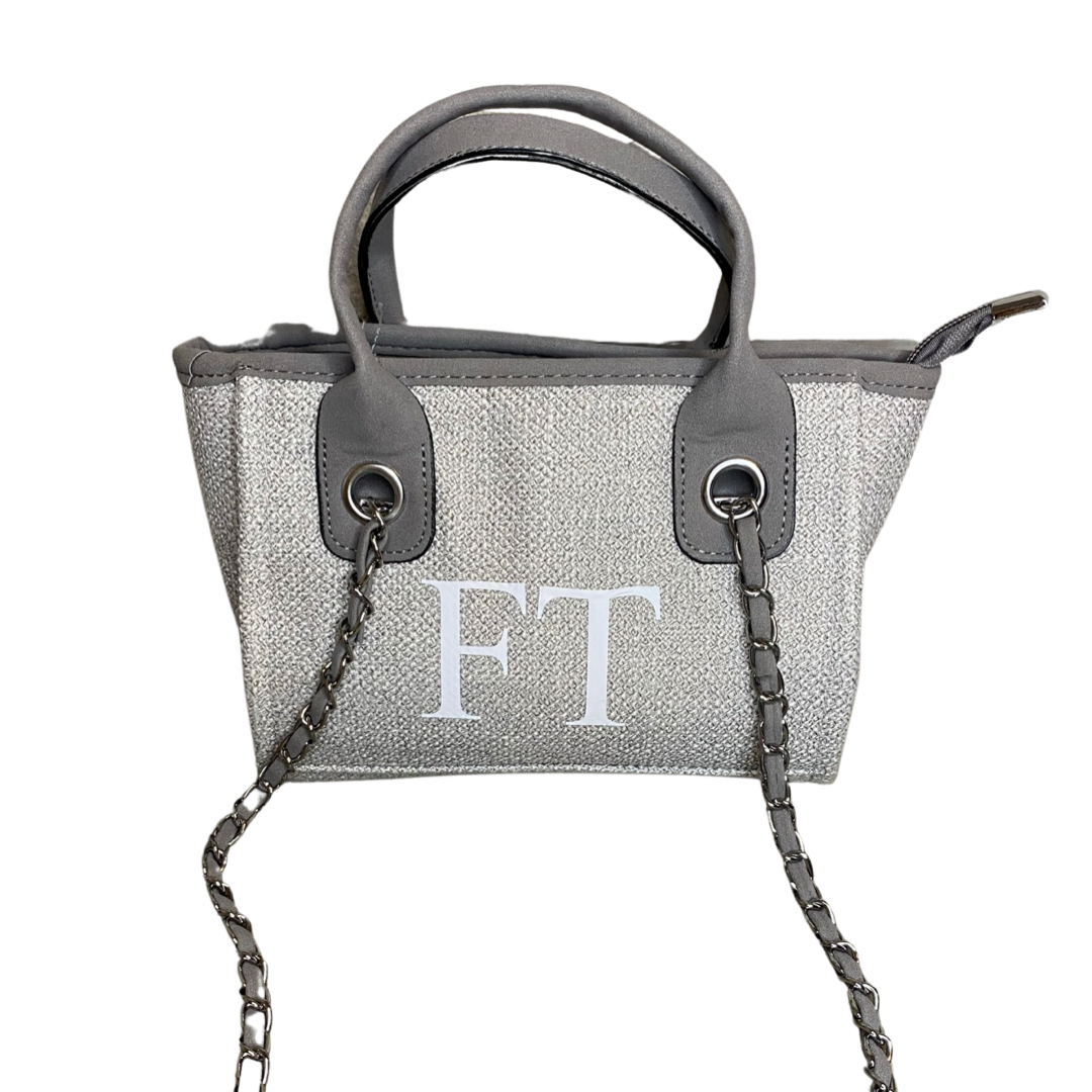 Grey Personalised Mini Canvas Bag Large Letters