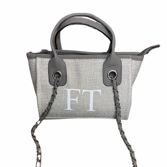 Grey Personalised Mini Canvas Bag Large Letters