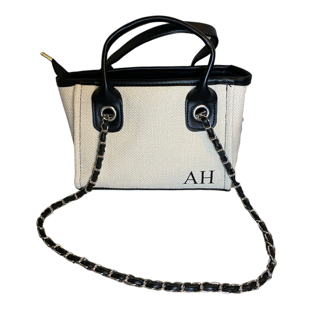 Cream/Black Personalised Mini Canvas Bag Small Letters