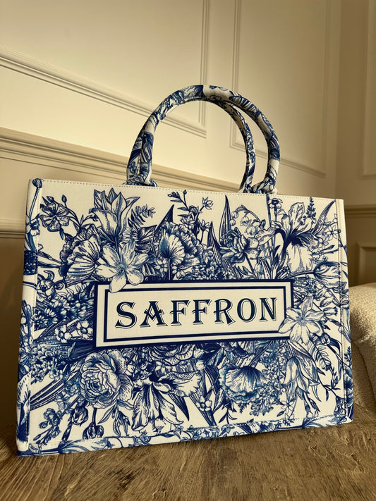 Royal Blue Flower Shopper Bag