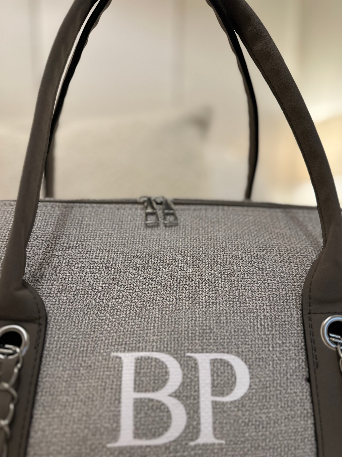 Grey Personalised Holdall Canvas Bag