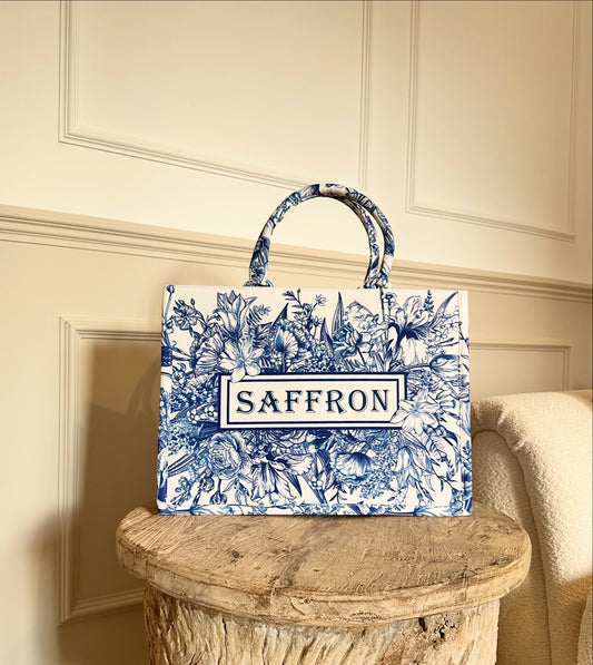 Royal Blue Flower Shopper Bag