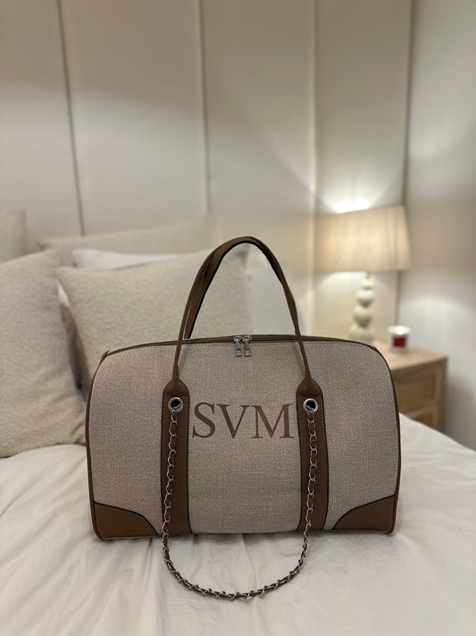 Brown Personalised Holdall Canvas Bag