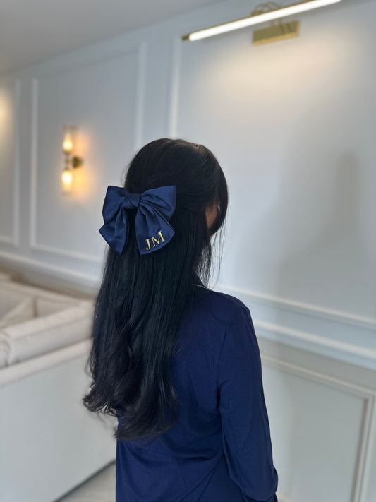 Navy Personalised Hair Bow