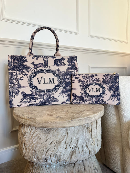 Navy & Cream Safari Clutch