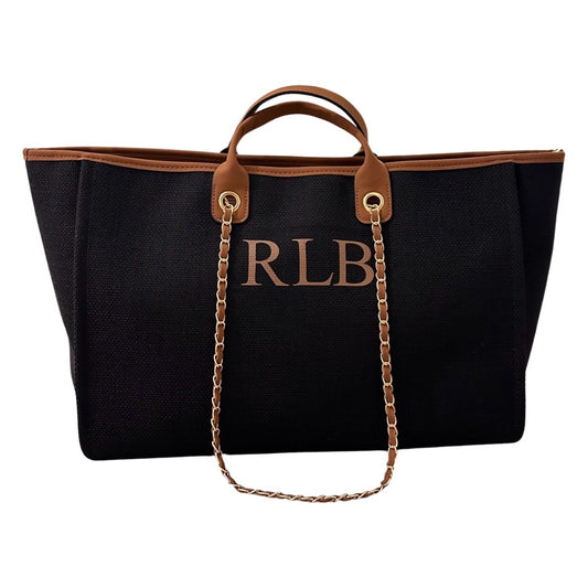 Black & Brown Personalised Weekender Canvas Bag