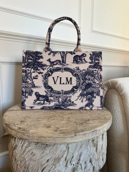 Navy & Cream Safari Shopper Bag