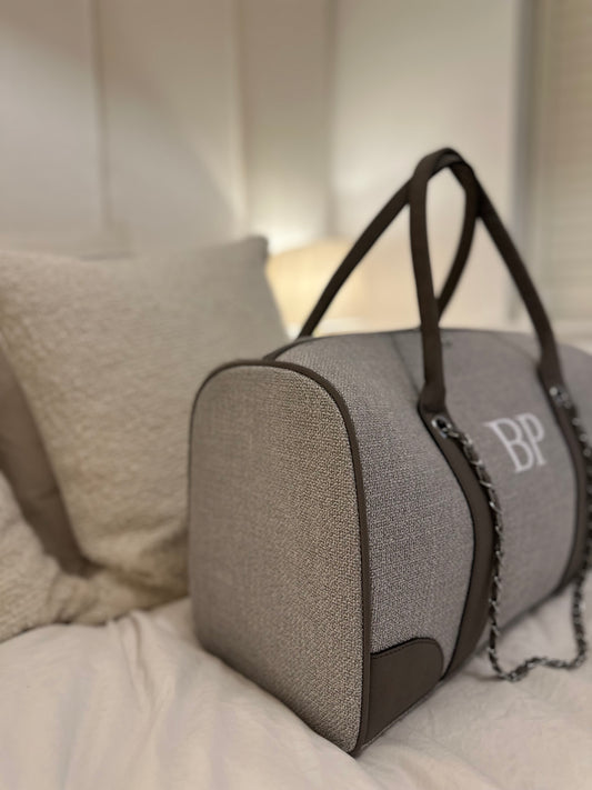 Grey Personalised Holdall Canvas Bag