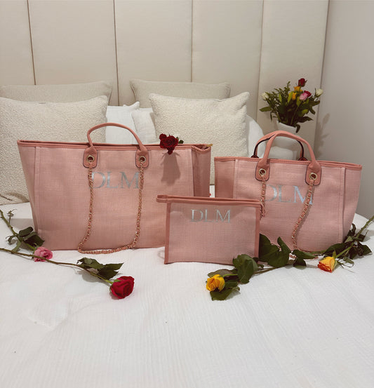NEW Baby Pink Personalised Medium Canvas Bag