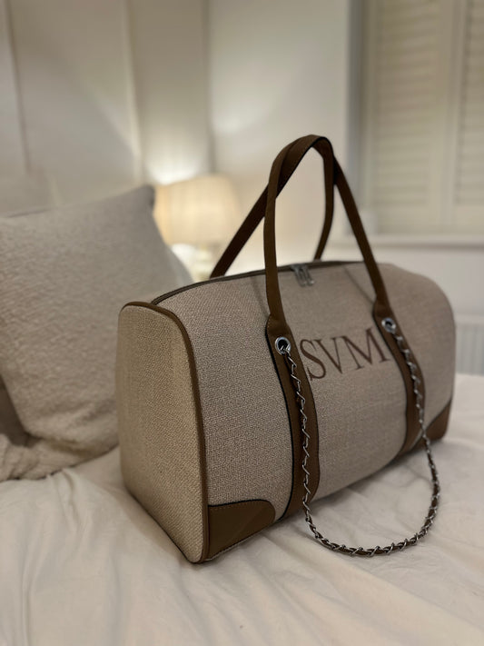 Brown Personalised Holdall Canvas Bag