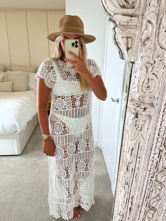 White Crochet Cover Up