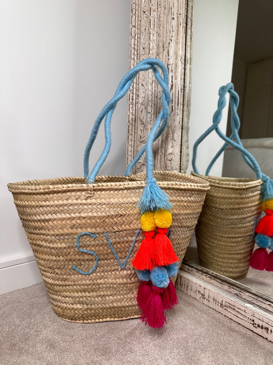 Extra Large Tassle Personalised Straw Bag