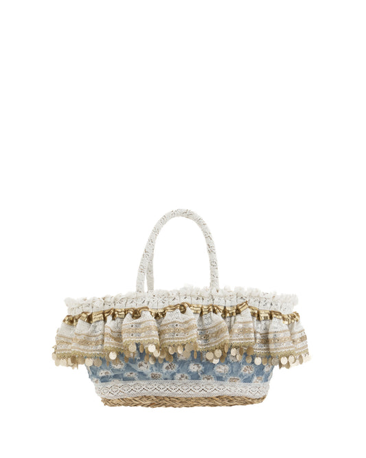 Straw Blue Jeans Bag