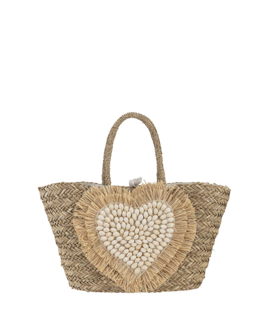 Straw Heart Sea Shell Bag