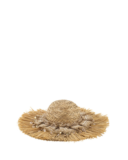 Straw Sea Shell Tassle Hat