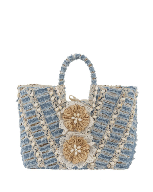 Blue Denim Pearl Bag