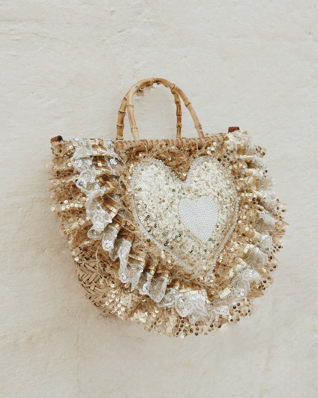 Gold Heart Sequin Bag
