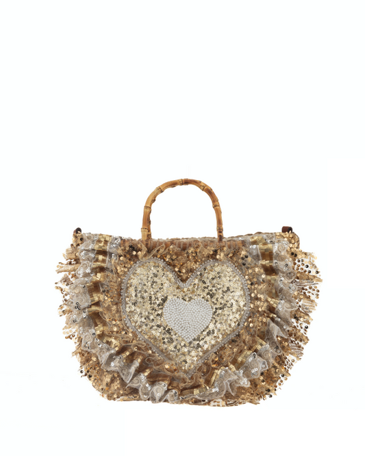 Gold Heart Sequin Bag