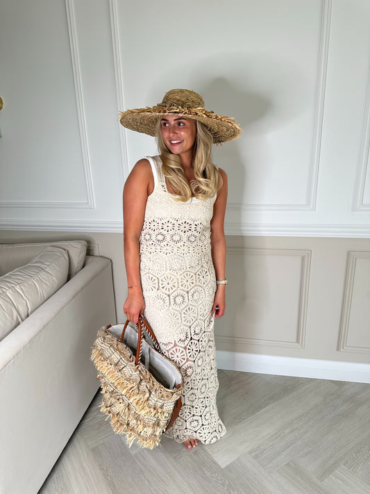 Beige Crochet Skirt & Top