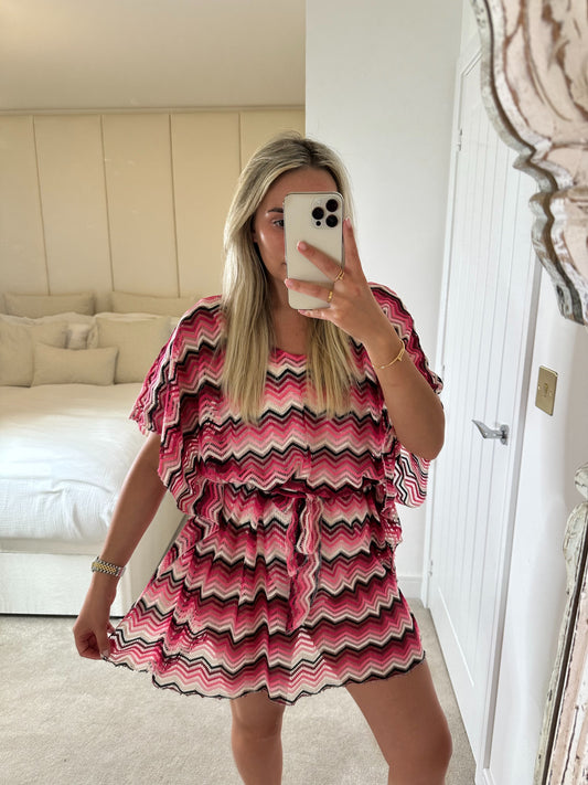 Pink & Black Pattern Beach Poncho