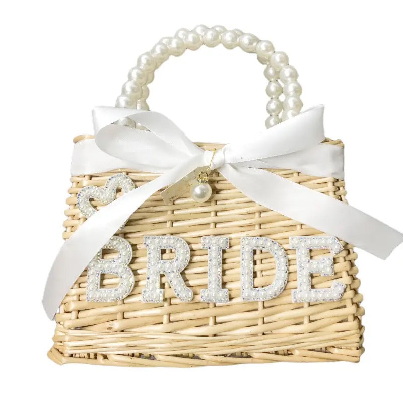 Bride Pearl Straw Bag