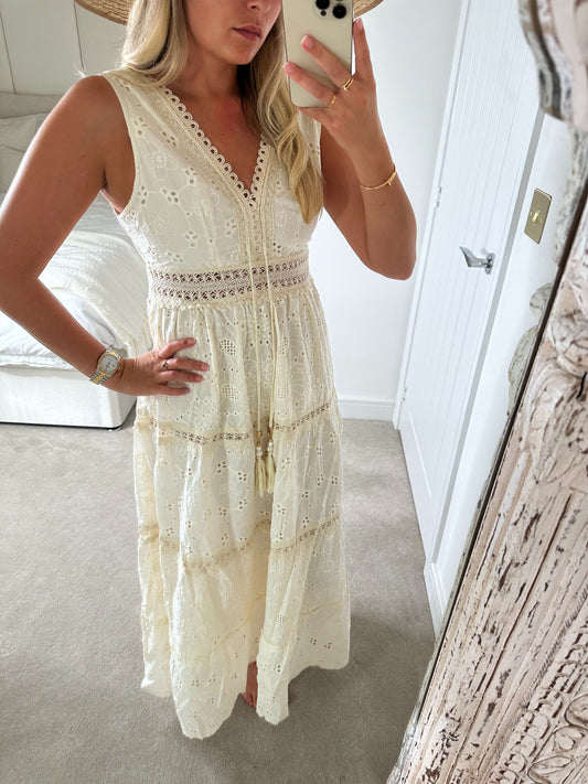 Beige Embroidery Dress