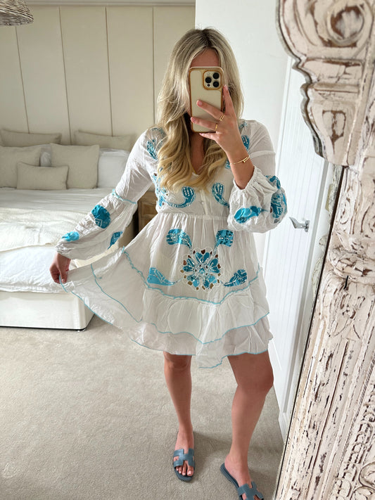 Turquoise Detail Shirt Dress