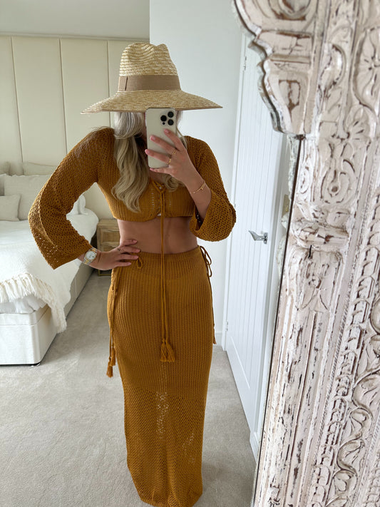 Tan Crochet Two Piece