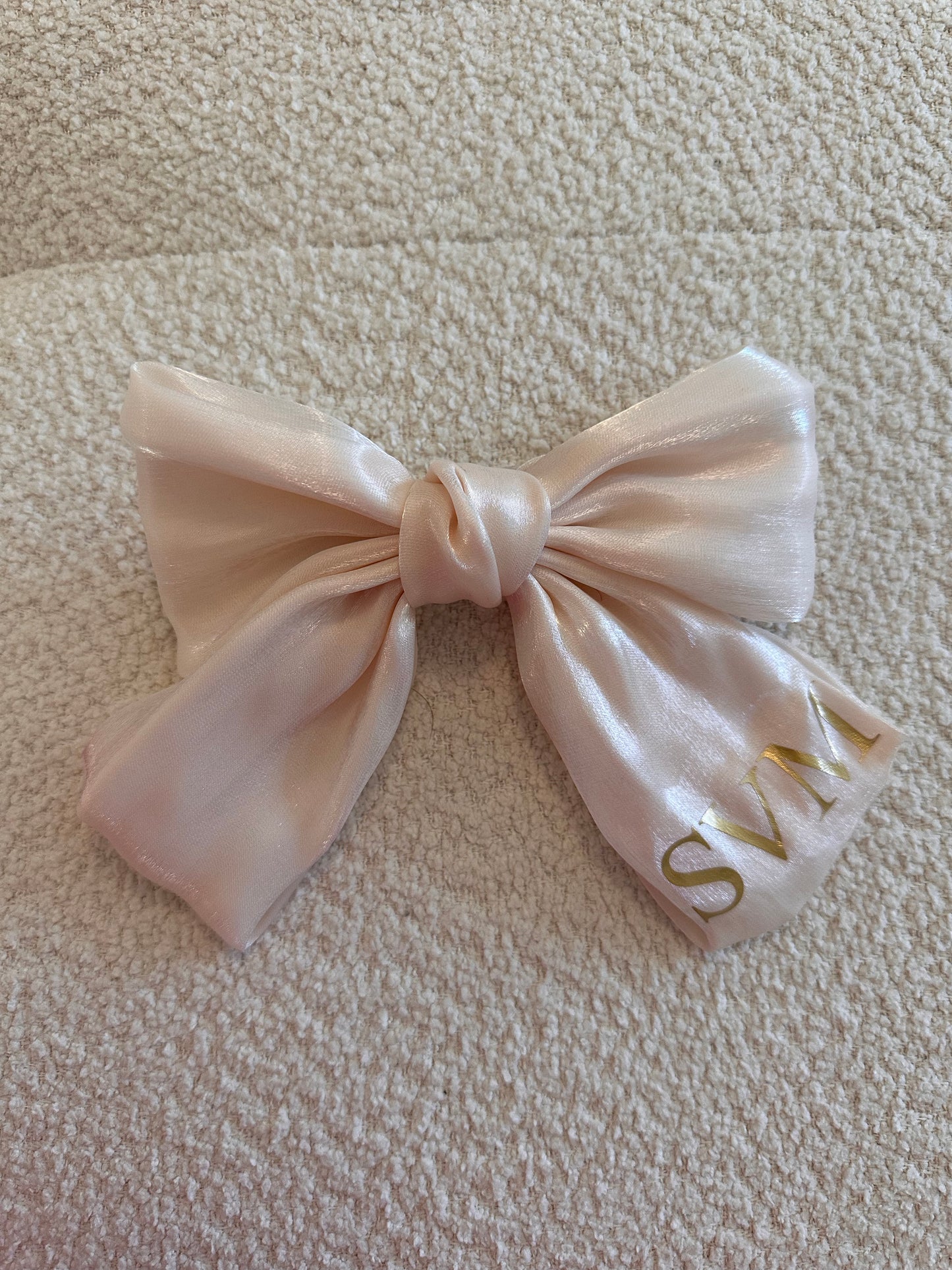 Champagne Personalised Hair Bow