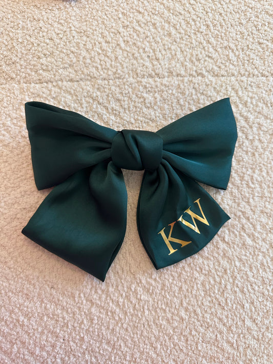 Green Personalised Hair Bow