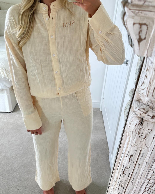 Beige Linen Personalised Shirt & Trousers