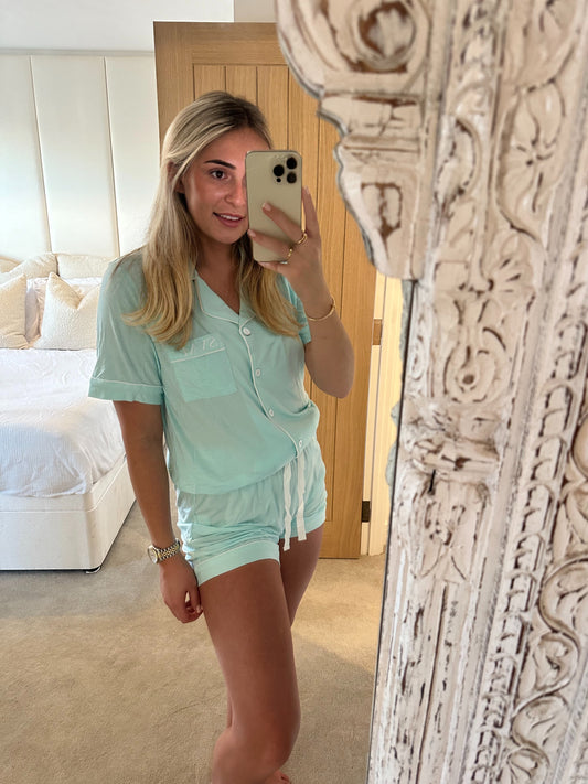 Mint Green Soft Short Personalised Pyjamas