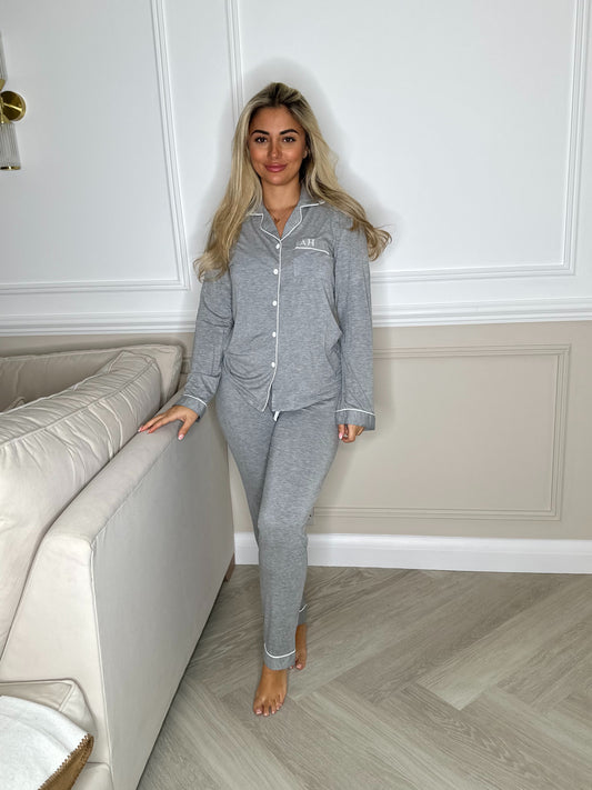 Heavenly Grey Soft Long Personalised Pyjamas