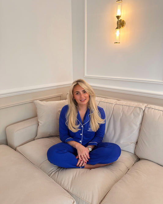 Royal Blue Soft Long Personalised Pyjamas
