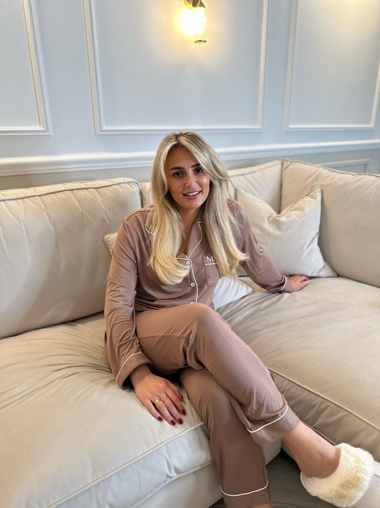 Mocha Soft Long Personalised Pyjamas