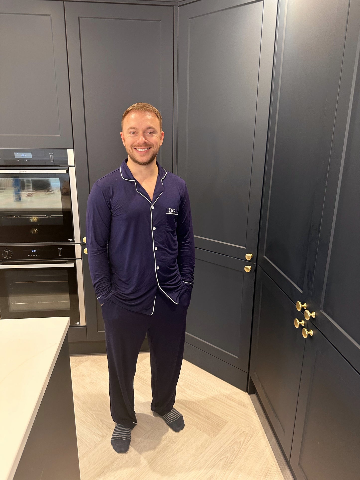 Men’s Navy Soft Long Personalised Pyjamas