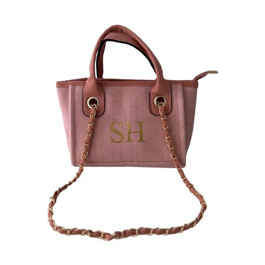 Baby Pink Personalised Mini Canvas Bag Large Letters