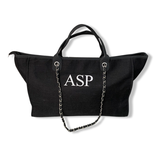 Black Personalised Weekender Canvas Bag