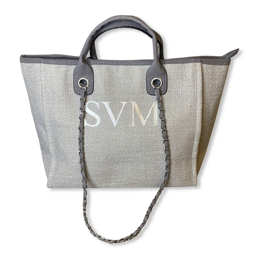 Grey Personalised Medium Canvas Bag