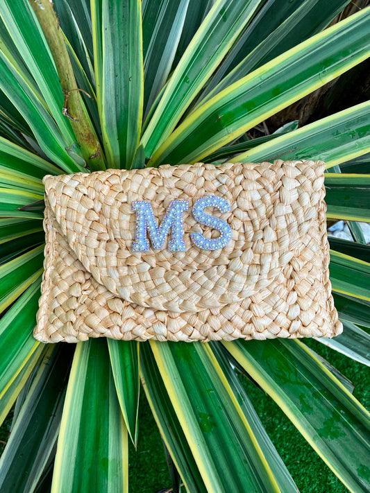 Personalised Straw Clutch Bag