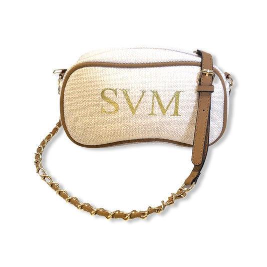 Cream & Tan Cross Body Bag