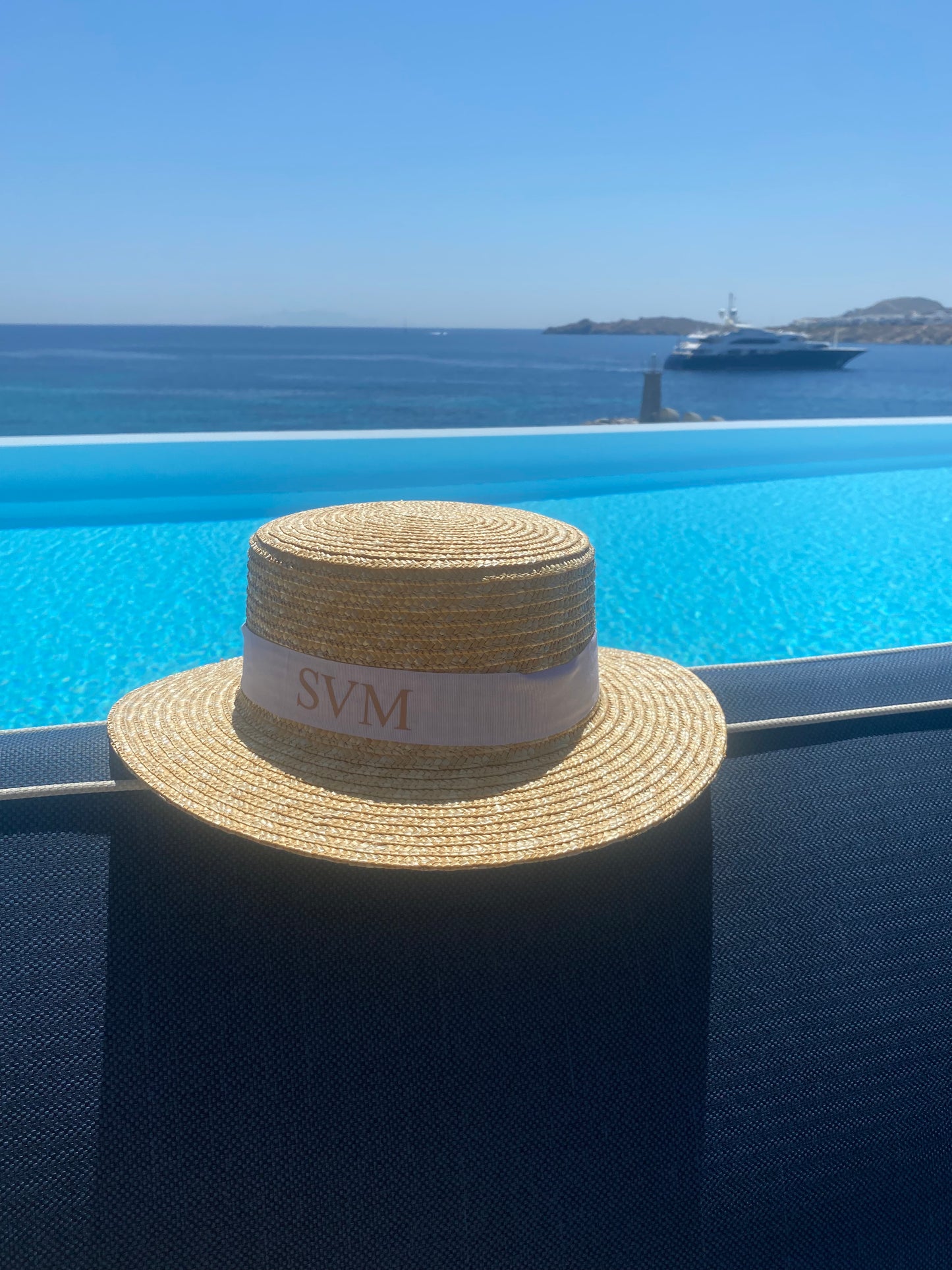 Straw With White Boater Sun Hat