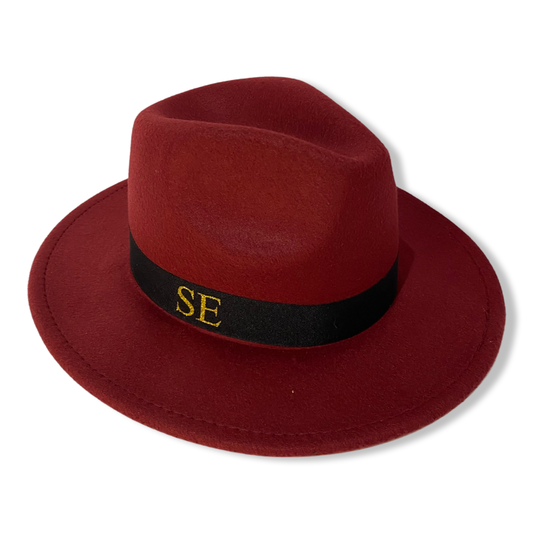 Burgundy Red Personalised Fedora Hat