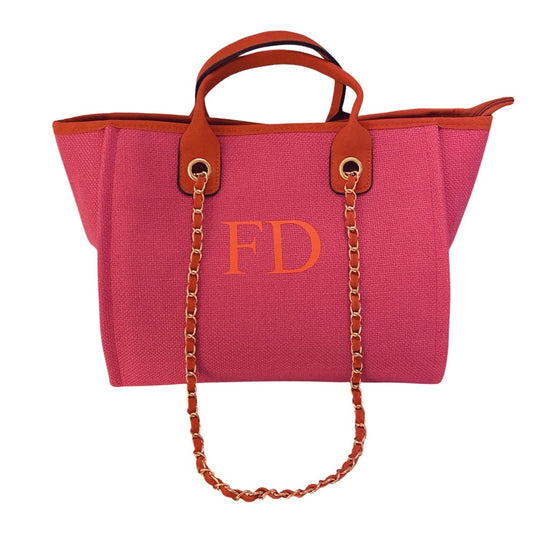 Pink & Orange Personalised Medium Canvas Bag