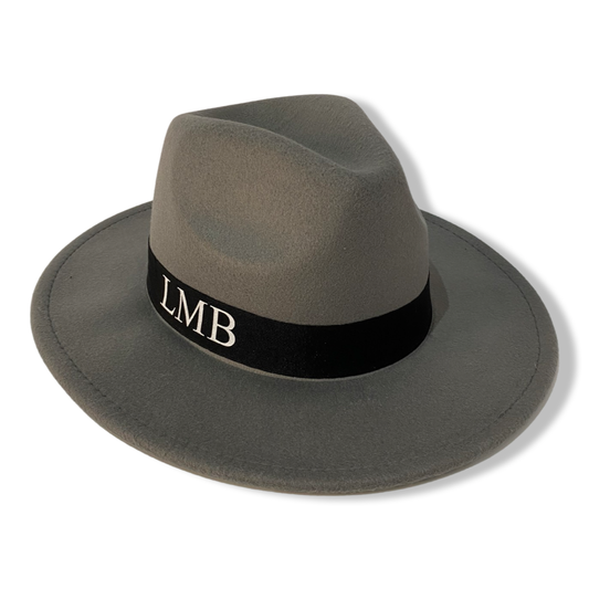 Grey Personalised Fedora Hat