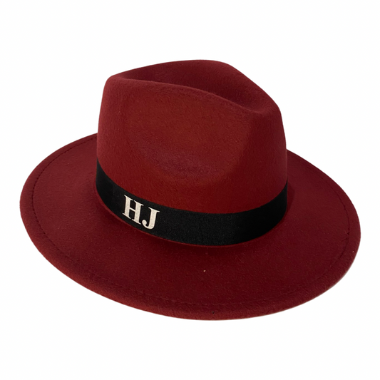 Burgundy Red Personalised Fedora Hat