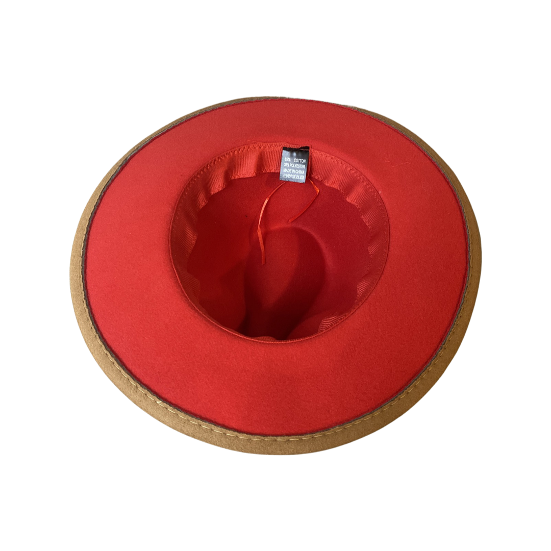 NEW Red Bottom Tan Personalised Fedora Hat