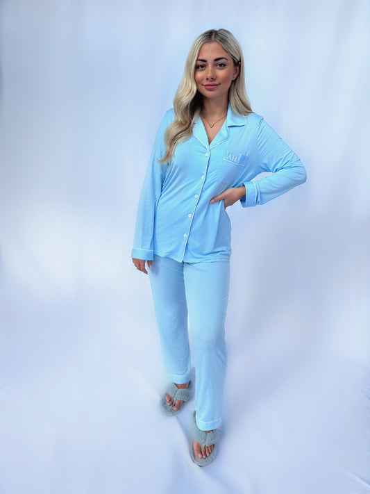 Baby Blue Soft Long Personalised Pyjamas