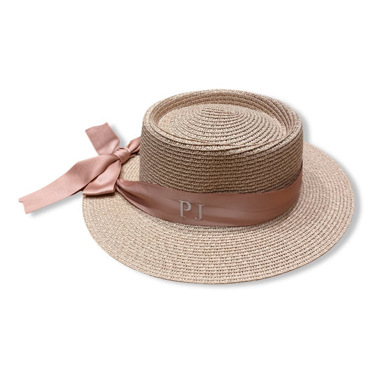 Pink Personalised Panama Hat With Bow Ribbon